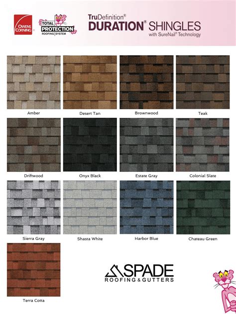 shingle color comparison chart